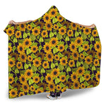 Hand Drawn Sunflower Pattern Print Hooded Blanket