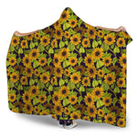 Hand Drawn Sunflower Pattern Print Hooded Blanket