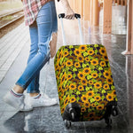 Hand Drawn Sunflower Pattern Print Luggage Cover GearFrost