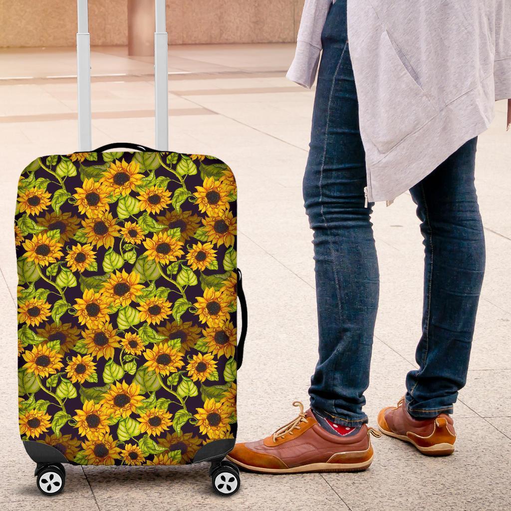 Hand Drawn Sunflower Pattern Print Luggage Cover GearFrost