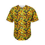 Hand Drawn Sunflower Pattern Print Men's Baseball Jersey