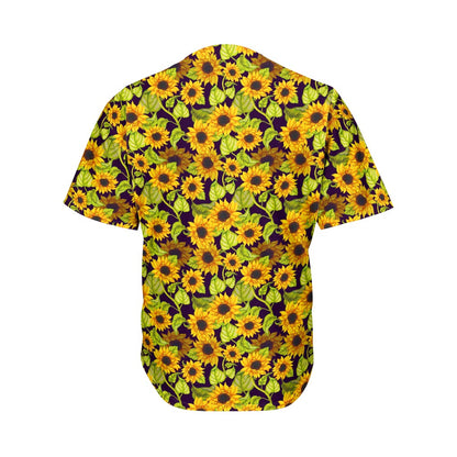 Hand Drawn Sunflower Pattern Print Men's Baseball Jersey