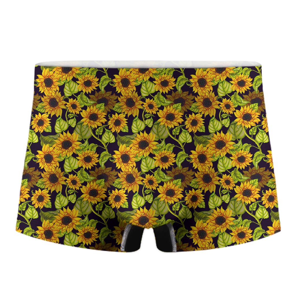 Hand Drawn Sunflower Pattern Print Men's Boxer Briefs