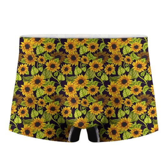 Hand Drawn Sunflower Pattern Print Men's Boxer Briefs