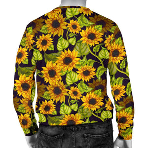 Hand Drawn Sunflower Pattern Print Men's Crewneck Sweatshirt GearFrost