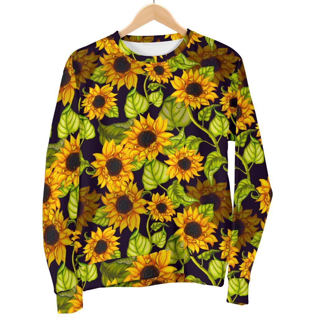 Hand Drawn Sunflower Pattern Print Men's Crewneck Sweatshirt GearFrost