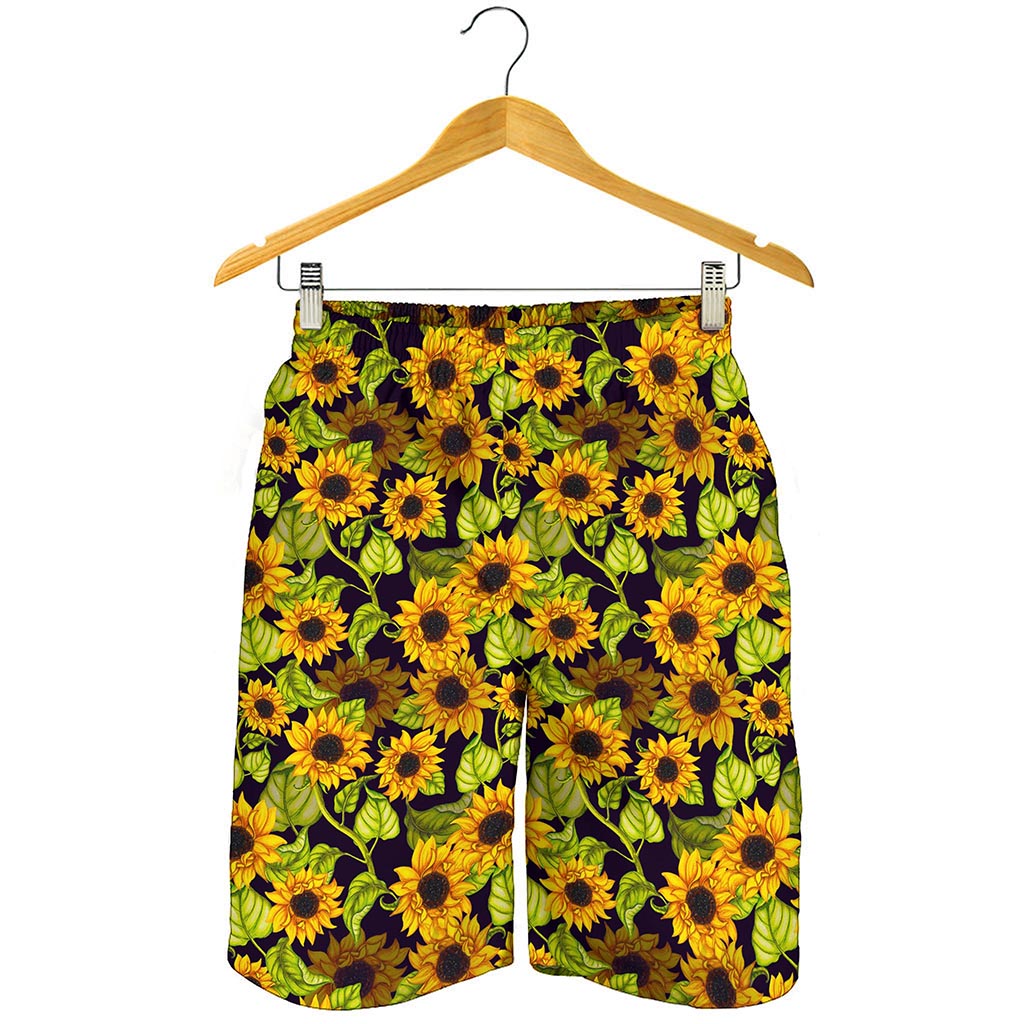 Hand Drawn Sunflower Pattern Print Men's Shorts