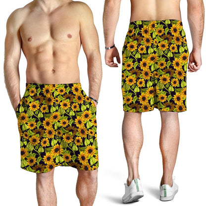 Hand Drawn Sunflower Pattern Print Men's Shorts