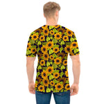 Hand Drawn Sunflower Pattern Print Men's T-Shirt