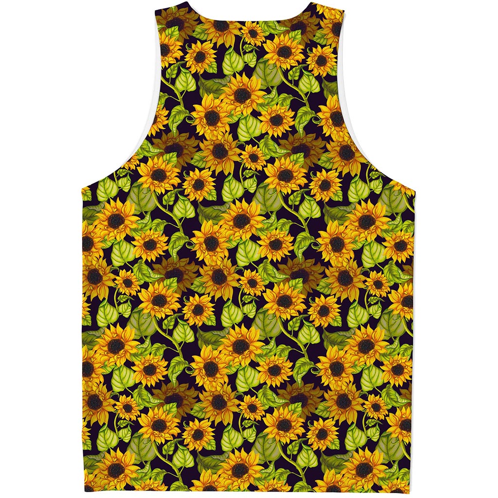 Hand Drawn Sunflower Pattern Print Men's Tank Top