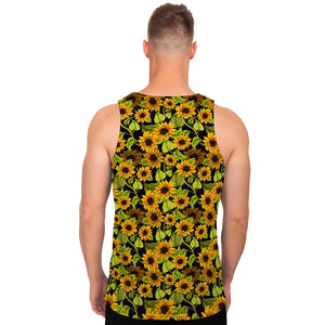 Hand Drawn Sunflower Pattern Print Men's Tank Top