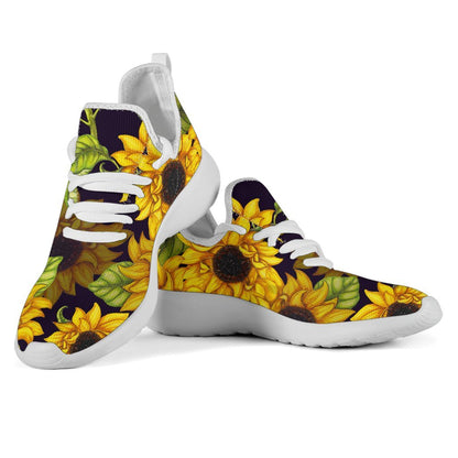 Hand Drawn Sunflower Pattern Print Mesh Knit Shoes GearFrost
