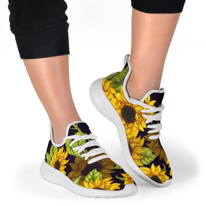 Hand Drawn Sunflower Pattern Print Mesh Knit Shoes GearFrost