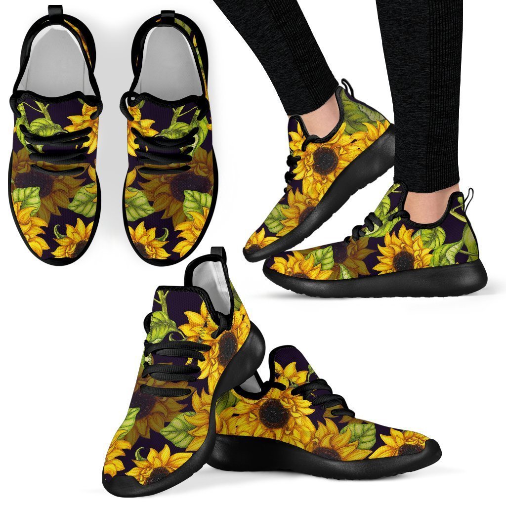 Hand Drawn Sunflower Pattern Print Mesh Knit Shoes GearFrost