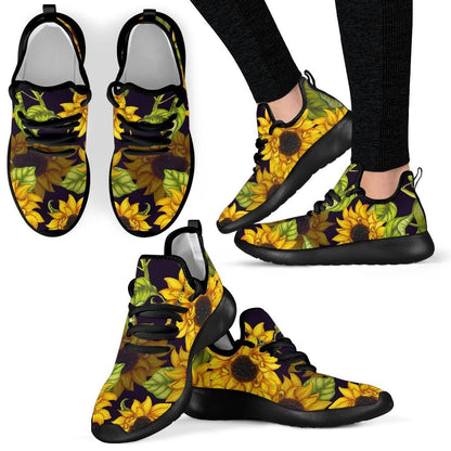 Hand Drawn Sunflower Pattern Print Mesh Knit Shoes GearFrost