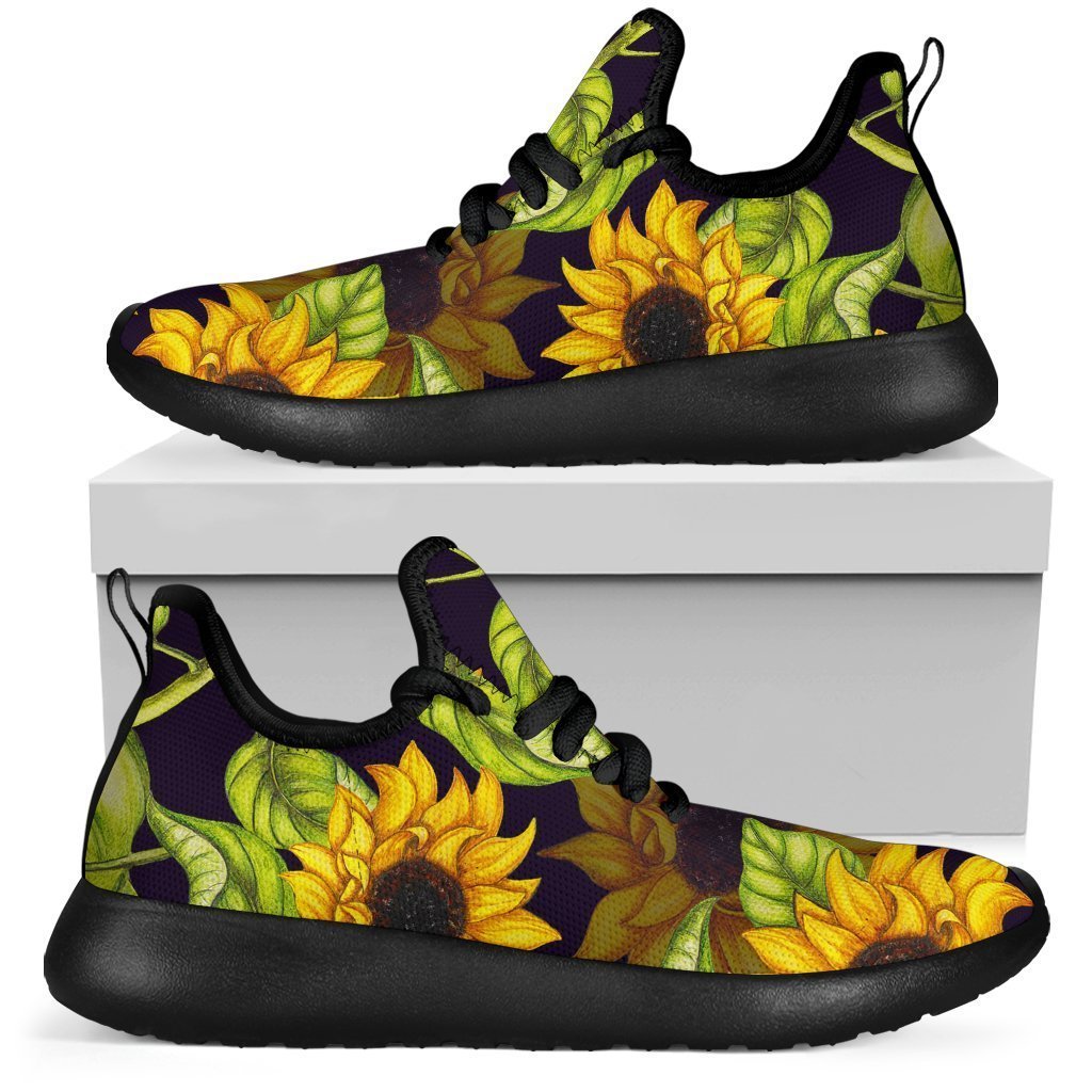 Hand Drawn Sunflower Pattern Print Mesh Knit Shoes GearFrost