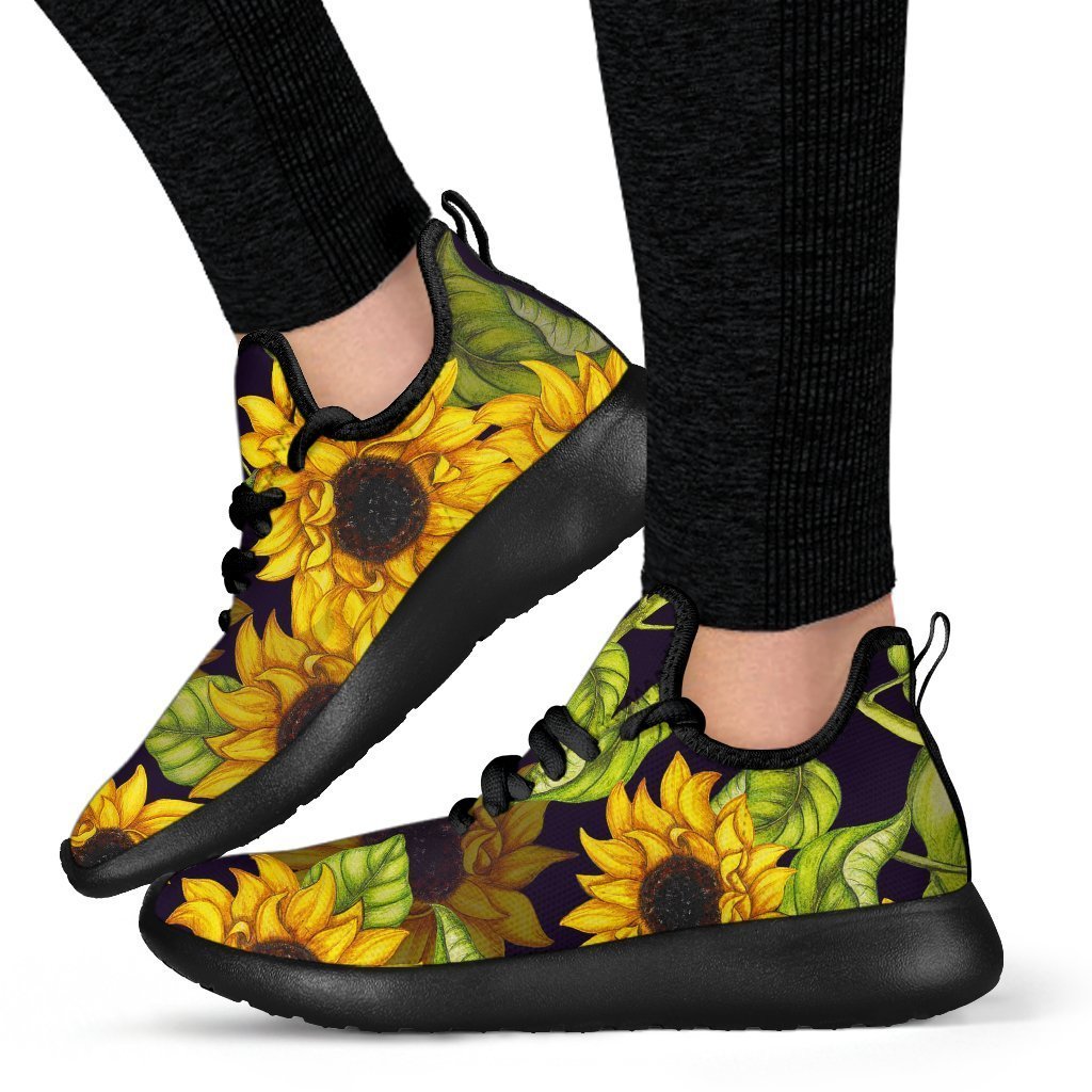 Hand Drawn Sunflower Pattern Print Mesh Knit Shoes GearFrost