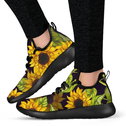 Hand Drawn Sunflower Pattern Print Mesh Knit Shoes GearFrost