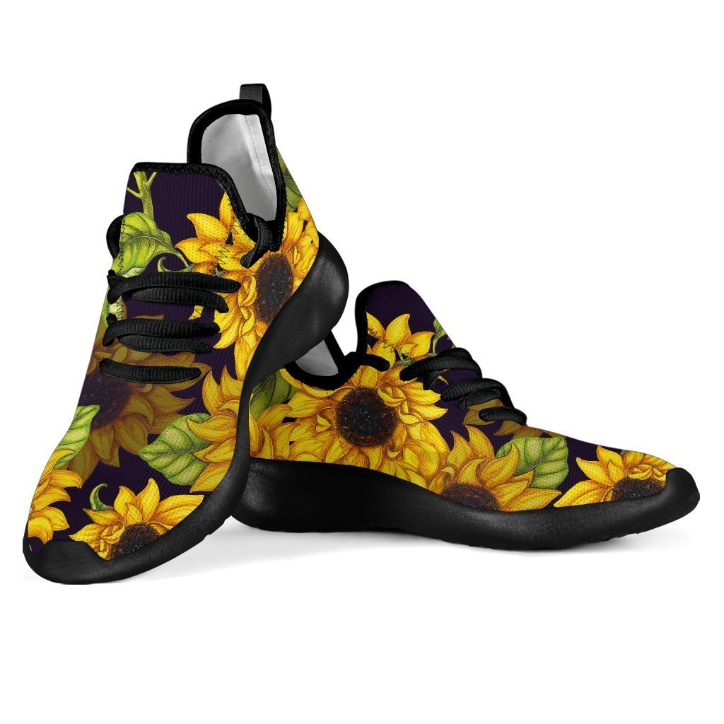 Hand Drawn Sunflower Pattern Print Mesh Knit Shoes GearFrost