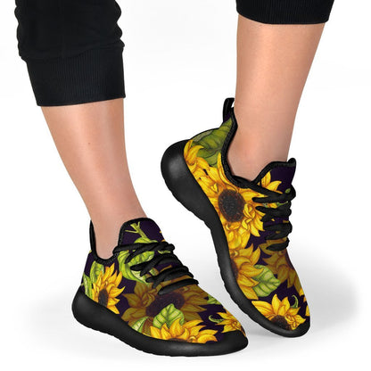 Hand Drawn Sunflower Pattern Print Mesh Knit Shoes GearFrost
