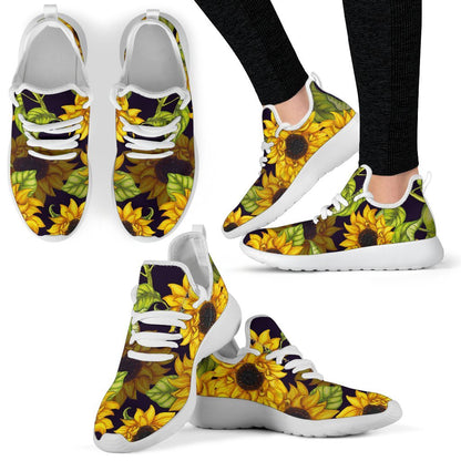 Hand Drawn Sunflower Pattern Print Mesh Knit Shoes GearFrost