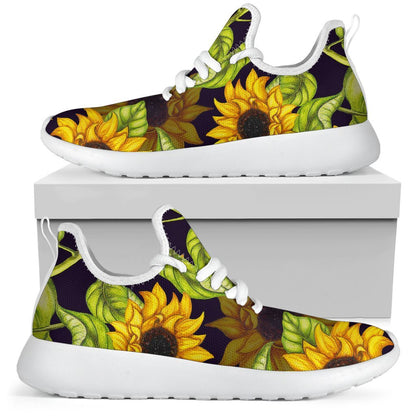 Hand Drawn Sunflower Pattern Print Mesh Knit Shoes GearFrost