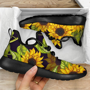 Hand Drawn Sunflower Pattern Print Mesh Knit Shoes GearFrost