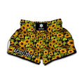 Hand Drawn Sunflower Pattern Print Muay Thai Boxing Shorts
