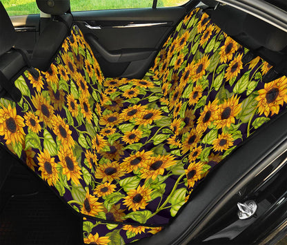 Hand Drawn Sunflower Pattern Print Pet Car Back Seat Cover