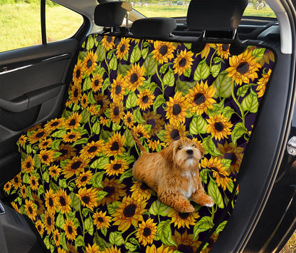 Hand Drawn Sunflower Pattern Print Pet Car Back Seat Cover