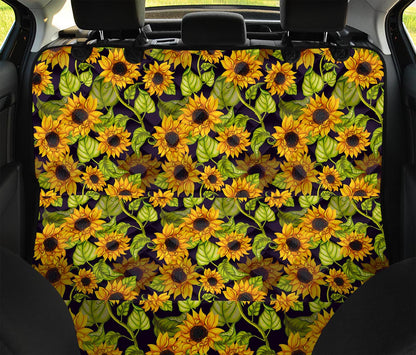 Hand Drawn Sunflower Pattern Print Pet Car Back Seat Cover