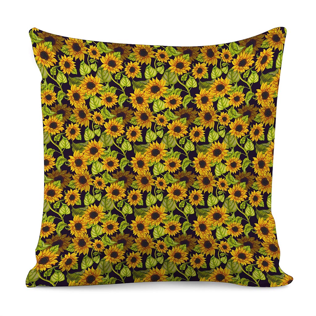 Hand Drawn Sunflower Pattern Print Pillow Cover