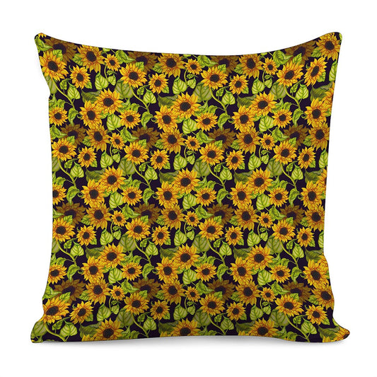 Hand Drawn Sunflower Pattern Print Pillow Cover