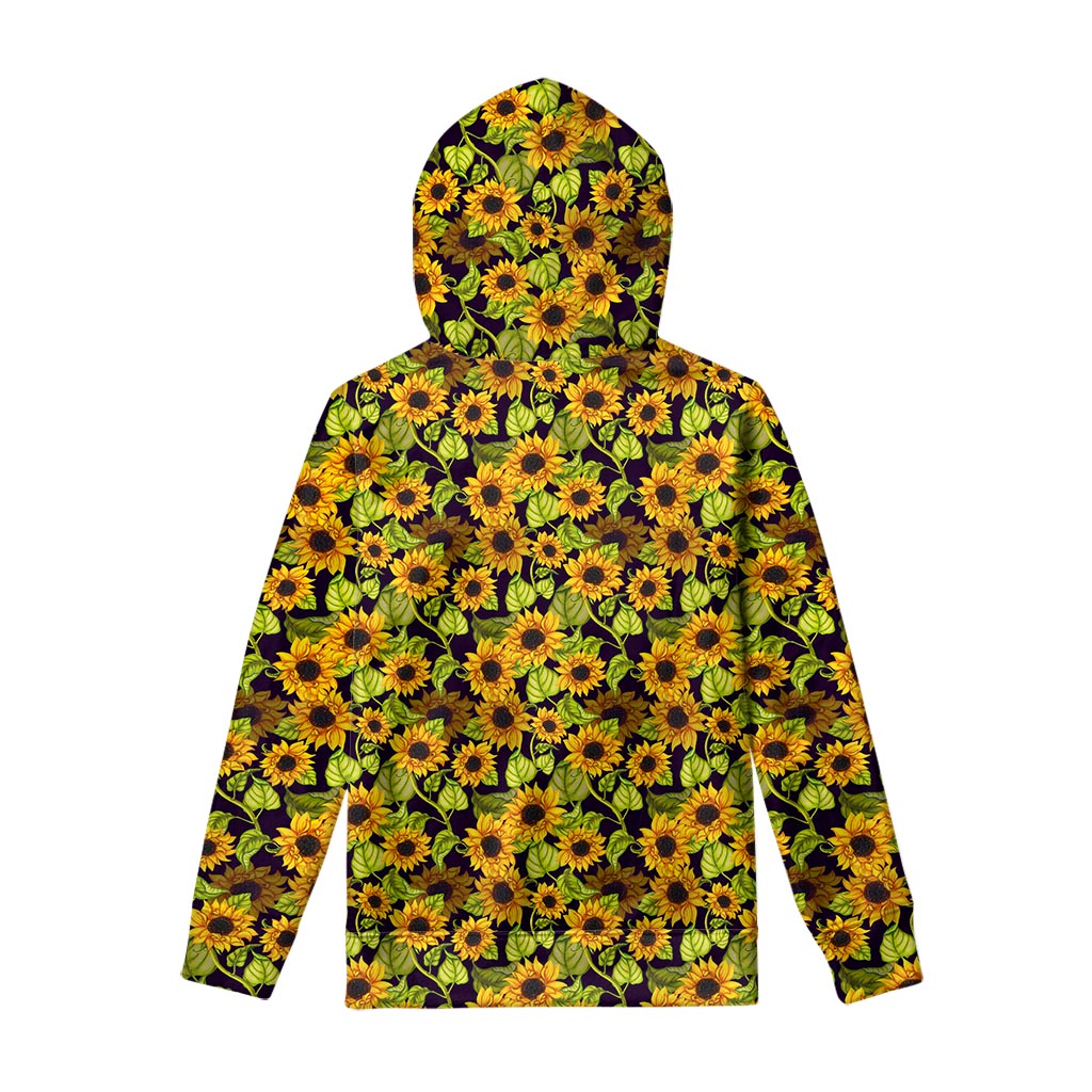 Hand Drawn Sunflower Pattern Print Pullover Hoodie