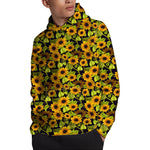 Hand Drawn Sunflower Pattern Print Pullover Hoodie