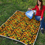 Hand Drawn Sunflower Pattern Print Quilt