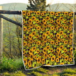 Hand Drawn Sunflower Pattern Print Quilt
