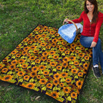 Hand Drawn Sunflower Pattern Print Quilt