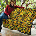 Hand Drawn Sunflower Pattern Print Quilt