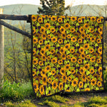 Hand Drawn Sunflower Pattern Print Quilt