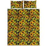 Hand Drawn Sunflower Pattern Print Quilt Bed Set