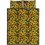 Hand Drawn Sunflower Pattern Print Quilt Bed Set