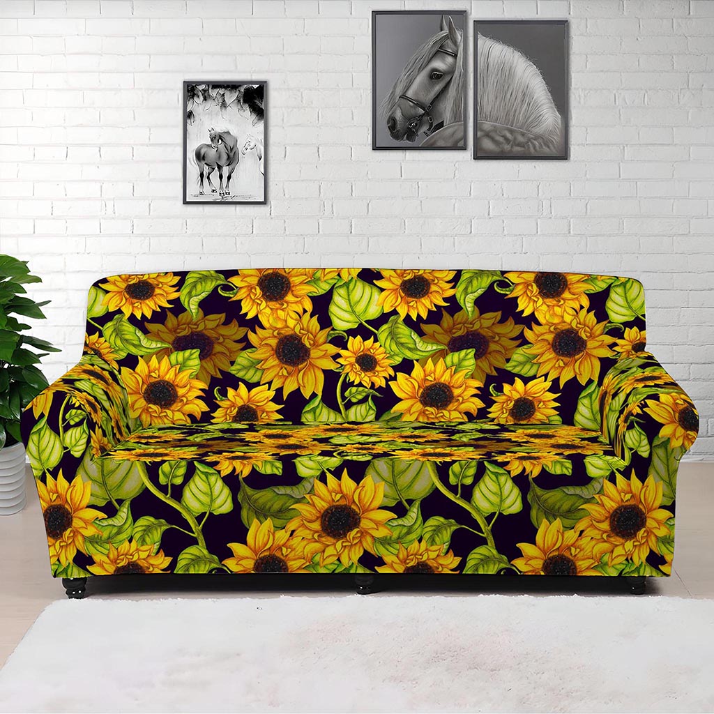 Hand Drawn Sunflower Pattern Print Sofa Cover