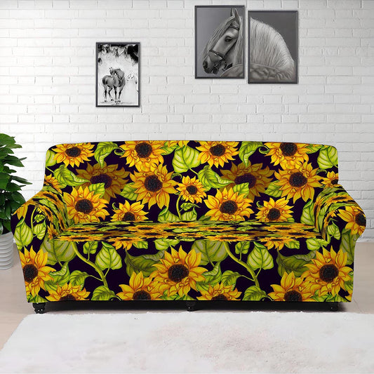 Hand Drawn Sunflower Pattern Print Sofa Cover