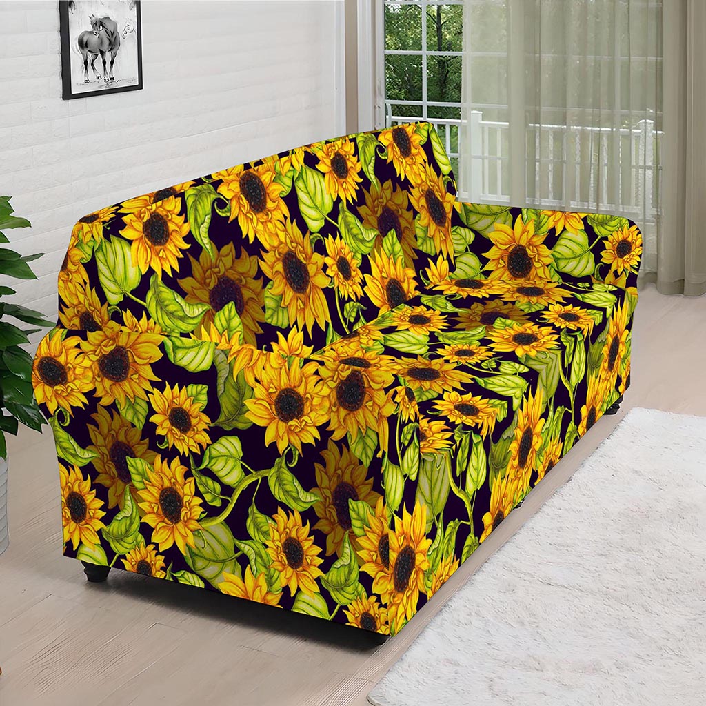 Hand Drawn Sunflower Pattern Print Sofa Cover