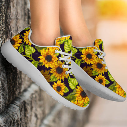 Hand Drawn Sunflower Pattern Print Sport Shoes GearFrost