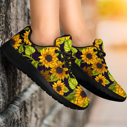 Hand Drawn Sunflower Pattern Print Sport Shoes GearFrost