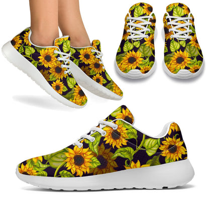 Hand Drawn Sunflower Pattern Print Sport Shoes GearFrost
