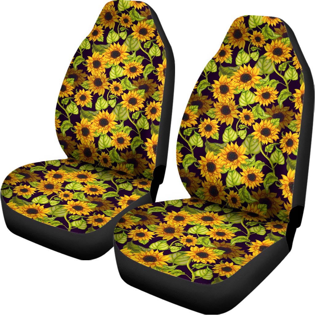 Hand Drawn Sunflower Pattern Print Universal Fit Car Seat Covers