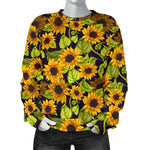 Hand Drawn Sunflower Pattern Print Women's Crewneck Sweatshirt GearFrost